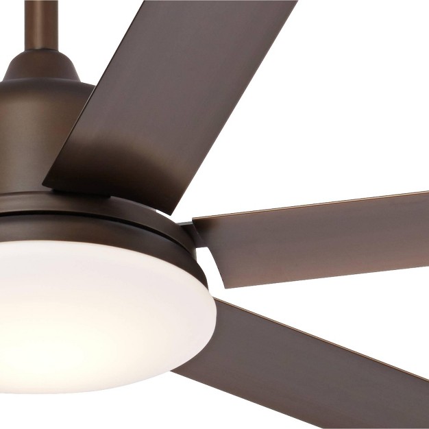 Casa Vieja Arcade Modern Indoor Ceiling Fan With Dimmable Led Light Remote Control Oil Rubbed Bronze White Diffuser Damp Rated For Patio Exterior