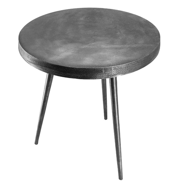 23 Inch Round Modern Minimalist Metal Side Table with Tripod Base， Charcoal Black - 18.75 L x 18.75 W x 22.5 H Inches