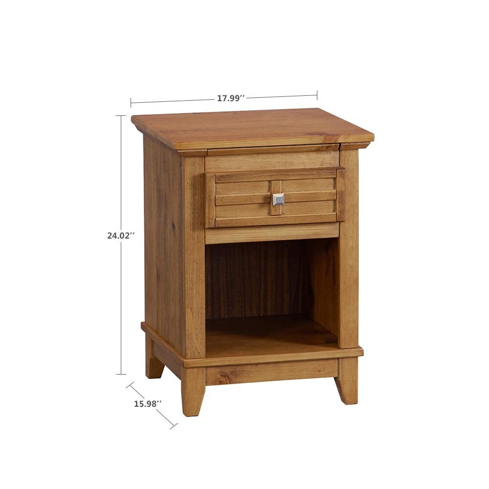 Rustic Wood Nightstand/End Table with Drawer  and Pull Out Tray/End Table for Bedroom Open Cabinet Storage Home Furniture