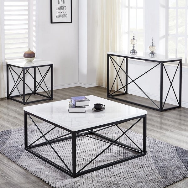 Carbon Loft Havinga Modern White Marble Square End Table