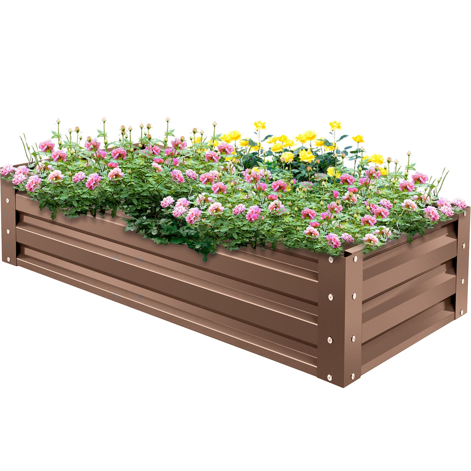 VEVORbrand Raised Metal Garden Bed, 48"x24"x10" Steel Garden Bed Square Garden Planter Box, Brown Steel Plant Raised Garden Bed Kit, Compost Garden Bed for Outdoor