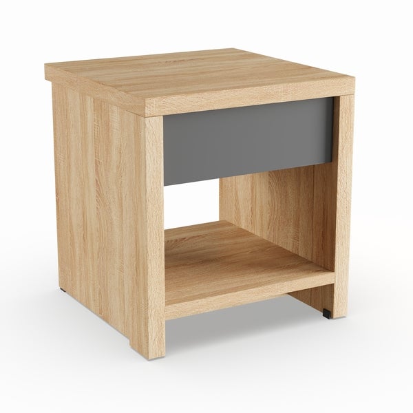 Carbon Loft Kitty Two-Tone Oak and Grey Wood 1-drawer Nightstand - - 21906873