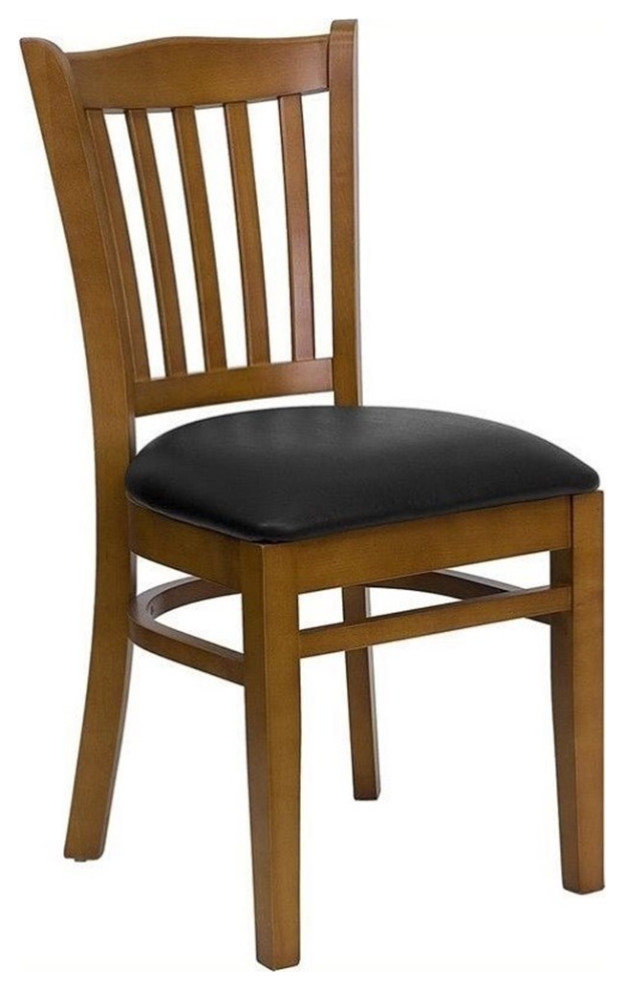 Bowery Hill 19.25 quotTraditional Vinyl/Wood Dining Chair in Cherry/Black   Transitional   Dining Chairs   by Homesquare  Houzz