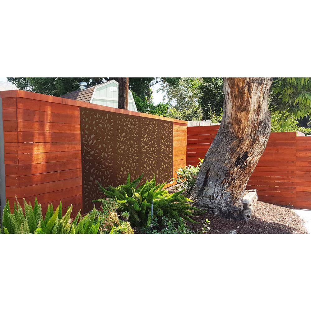 Modinex 6 ft. x 3 ft. Charcoal Gray Decorative Composite Fence Panel Featured in the Botanical Design USAMOD4C