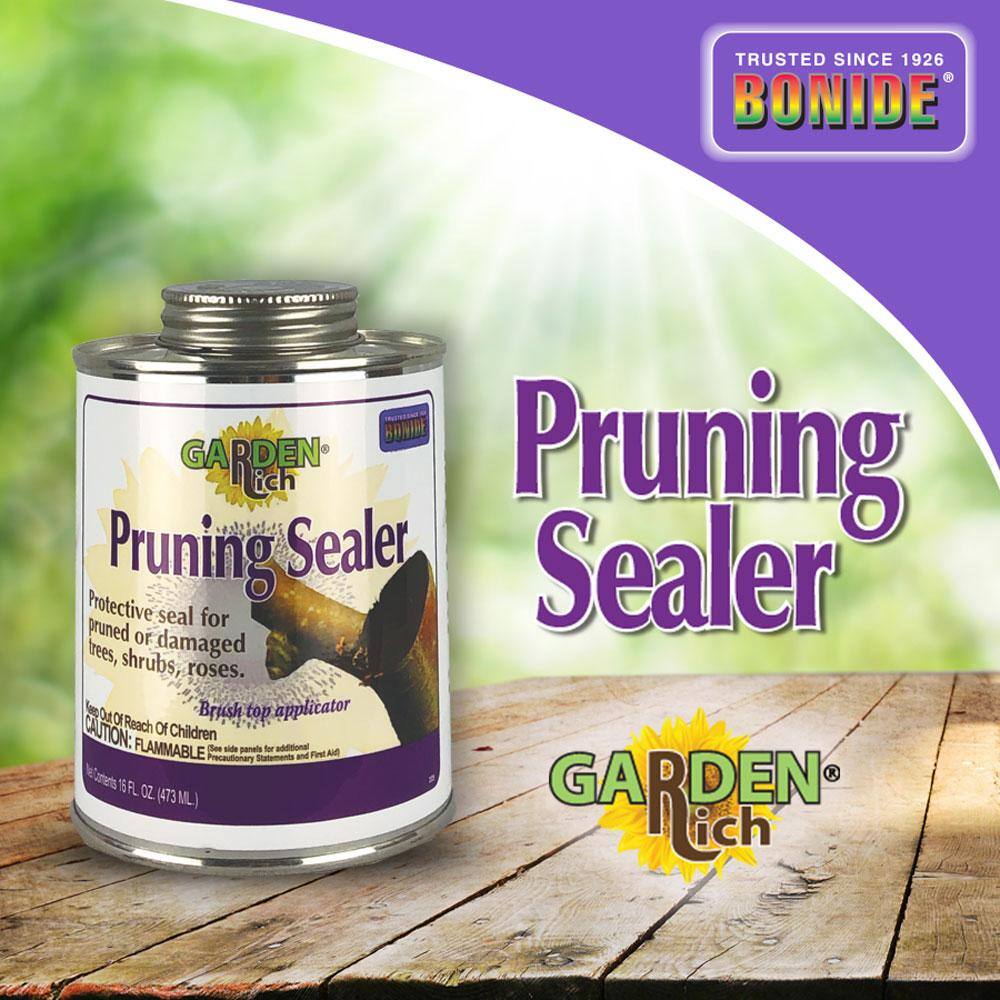 Bonide Garden Rich Pruning Sealer with Brush Top Applicator 16 oz Ready-to-Use Protective Seal for Trees Shrubs Roses 225