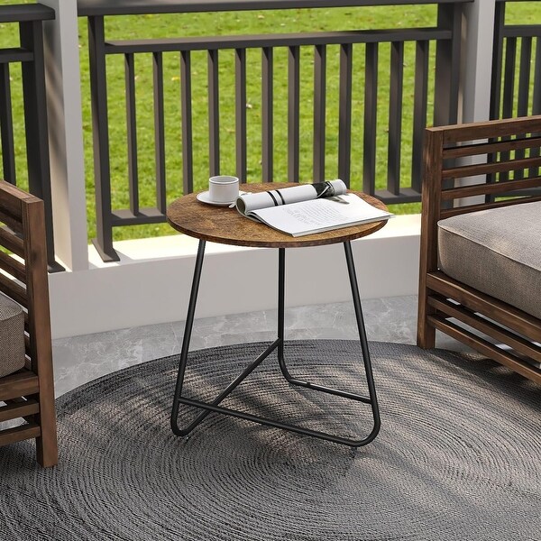 Small Round End Table，Indoor and Outdoor (Brown)