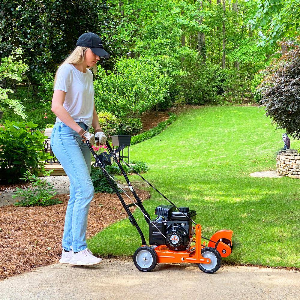 YARD FORCE YF7302 9 in. 79 cc Gas Powered 4-Stroke Walk Behind Landscape Edger with Extra Blade Included