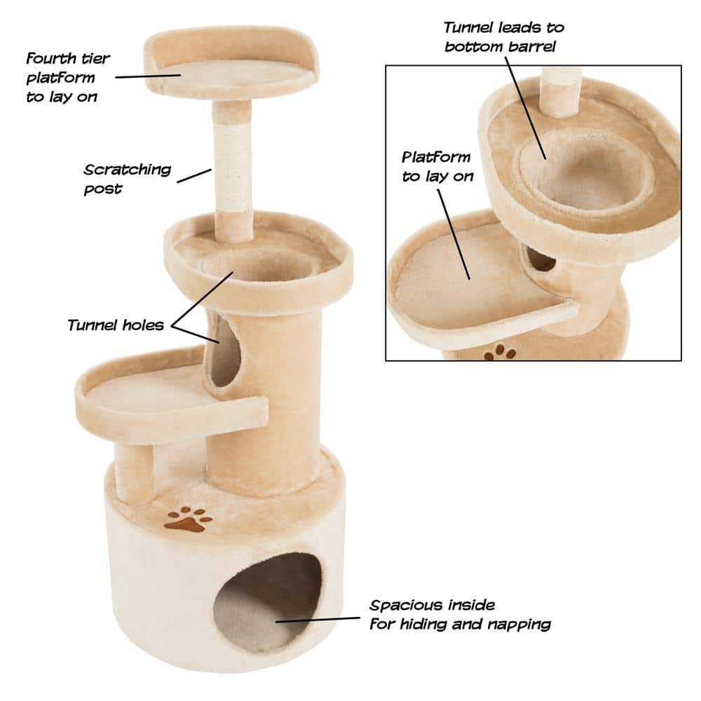 Pet Trex Cat Tree Condo with Tunnel 4 tier 530243LKL