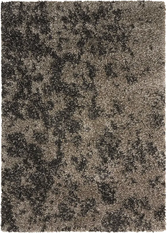 Amore 8 x 11 Granite Gray and Chocolate Brown Shag Rug