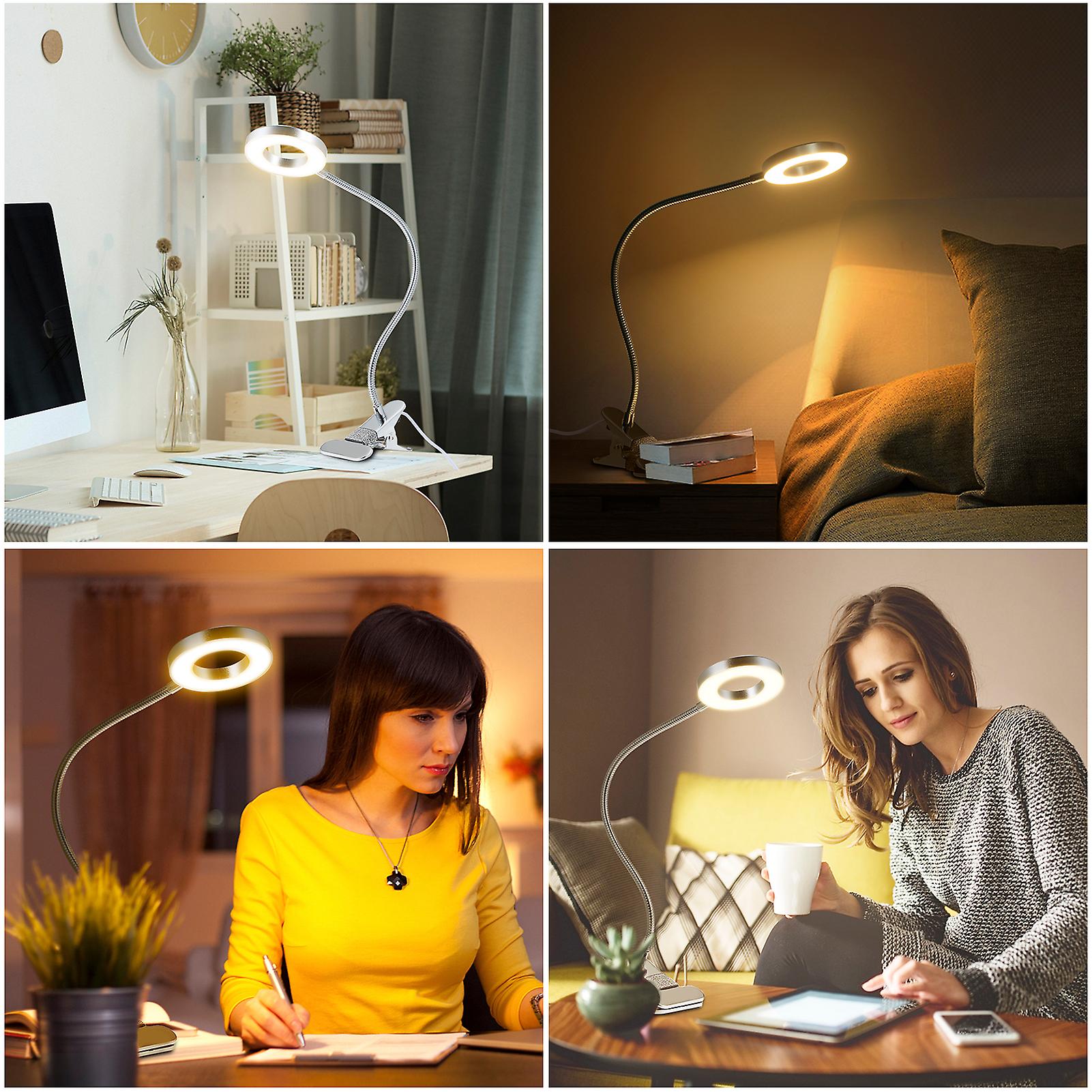 Tomshine Clip-on Usb Table Lamp With 3 Color Modes and Adjustable 10 Brightness Eye-caring Dimmable 48leds Reading Lights 360 Flexible Desk Light No.260