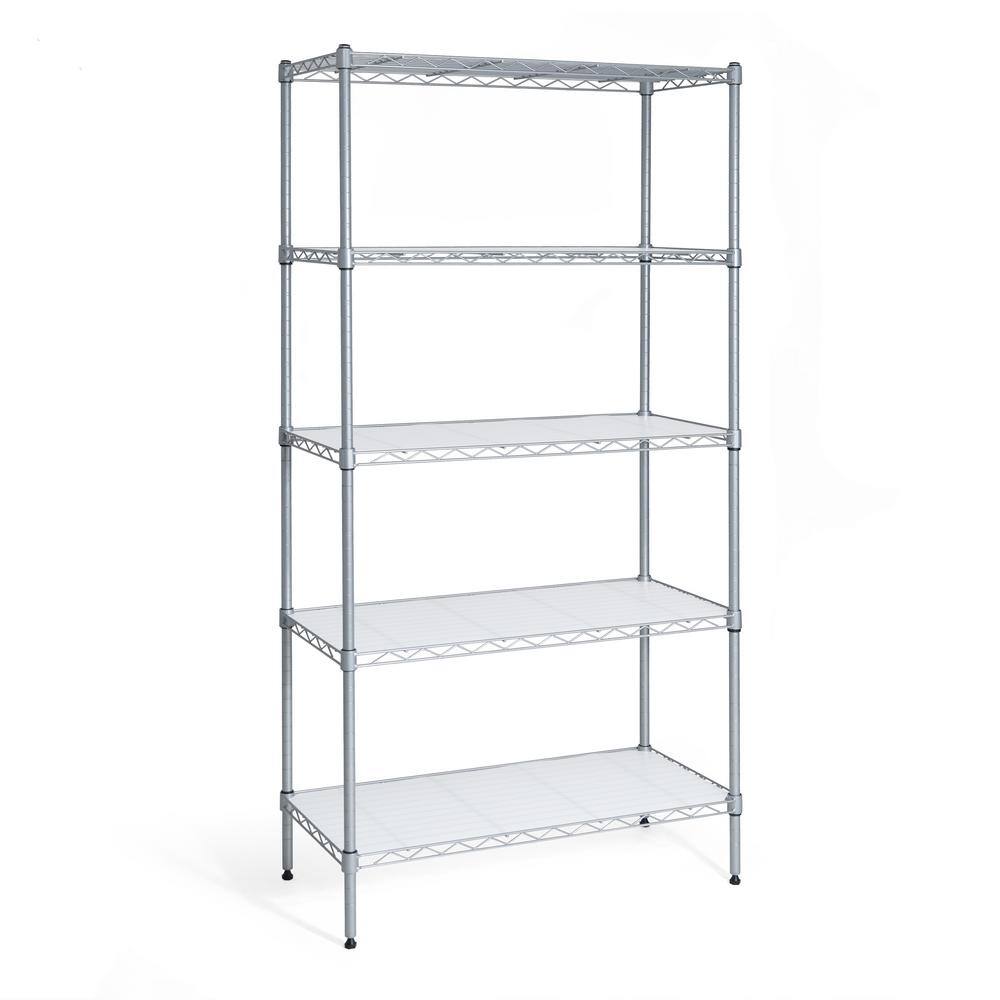 CAPHAUS Grey 5-Tier Adjustable Height Welded Steel Garage Storage Shelving Unit with Liner (30 in. W x 59 in. H x 14 in. D) RWW-CH30145L-SV