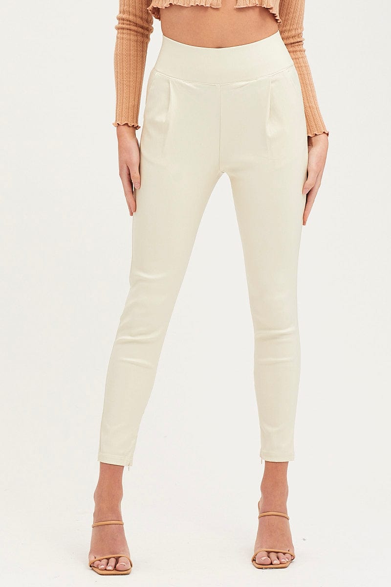 White Slim Pants High Rise