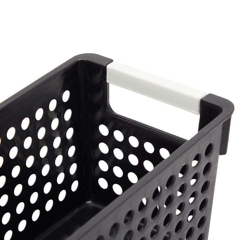 Black Plastic Baskets with Handles for Bathroom， Laundry Room， Closet Organization (4 Pack)