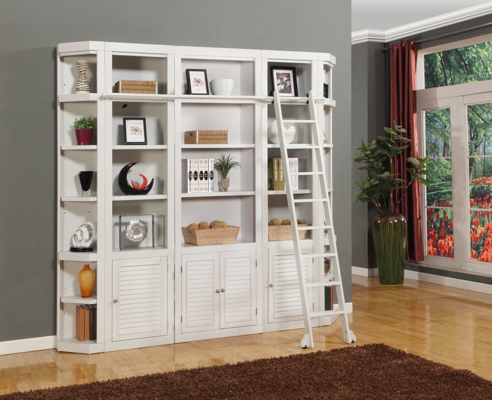 Emma Mason Signature Havant 5 Piece Bookcase Wall with Ladder in Cottage White   Beach Style   Bookcases   by Emma Mason  Houzz