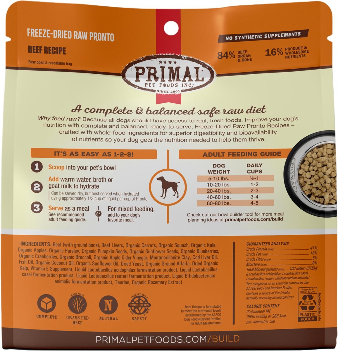 Primal Raw Pronto Beef Recipe Dog Freeze-Dried Food