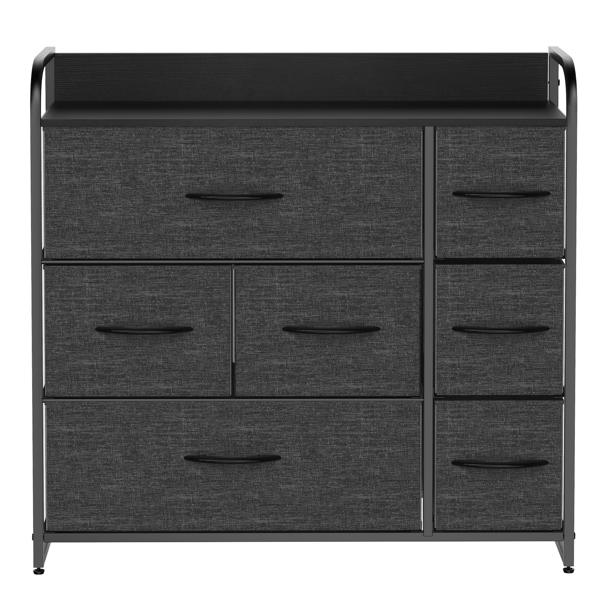 YITAHOME 7 Drawers Storage Organizer Wooden Top Shelf for Hallway, Black Grey