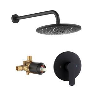 CASAINC 1-Spray Patterns 10 in. Wall Mount Shower System Fixed Shower Head in Matte Black (Valve Included) WF-DB96101H-10