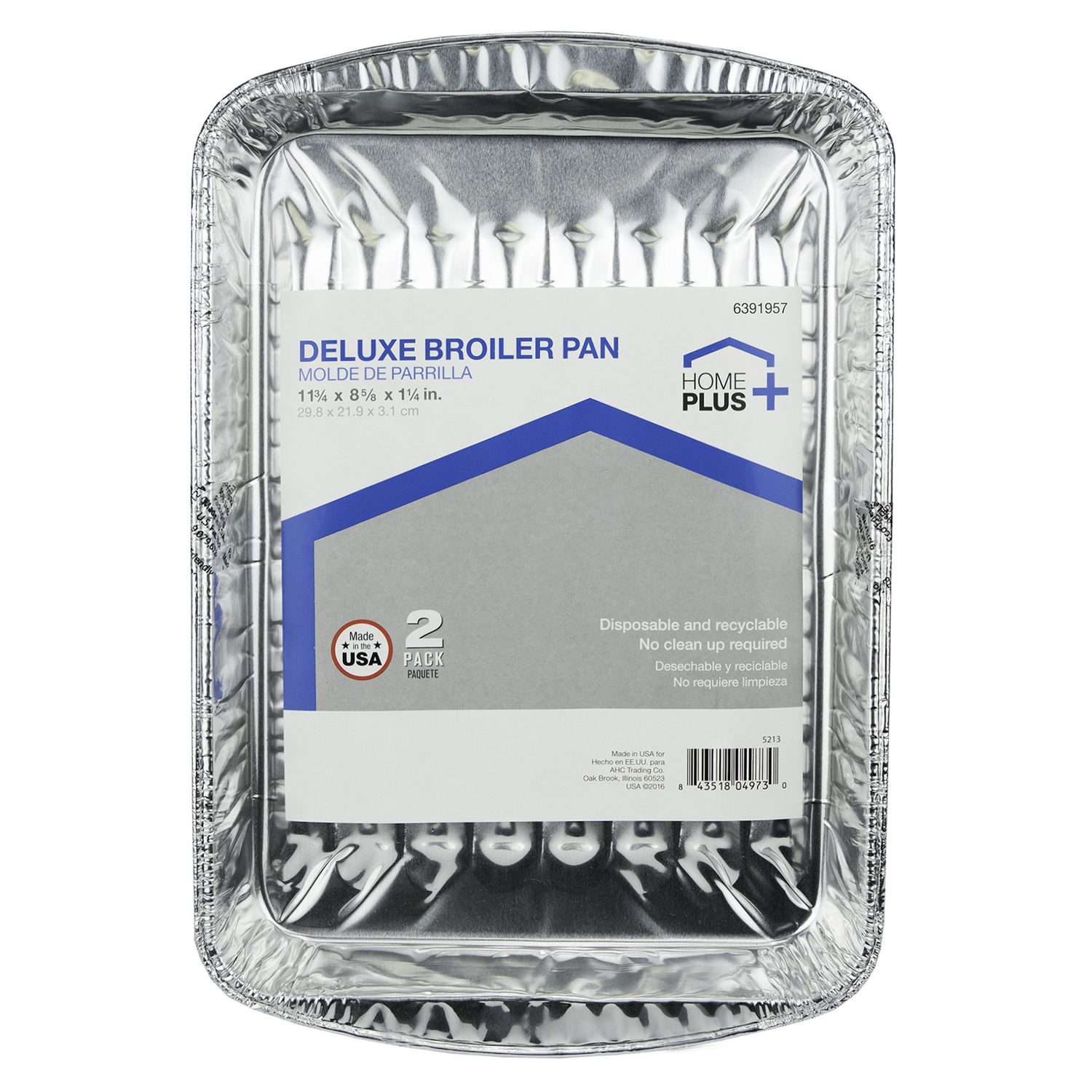 Home Plus Durable Foil 8-1/2 in. W X 11-3/4 in. L Broiler Pan Silver 2 pk