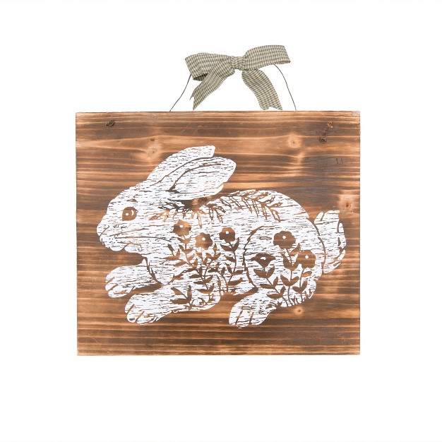 Gallerie Ii Etched Farmhouse Bunny Rabbit Wood Easter Wall Art Decor