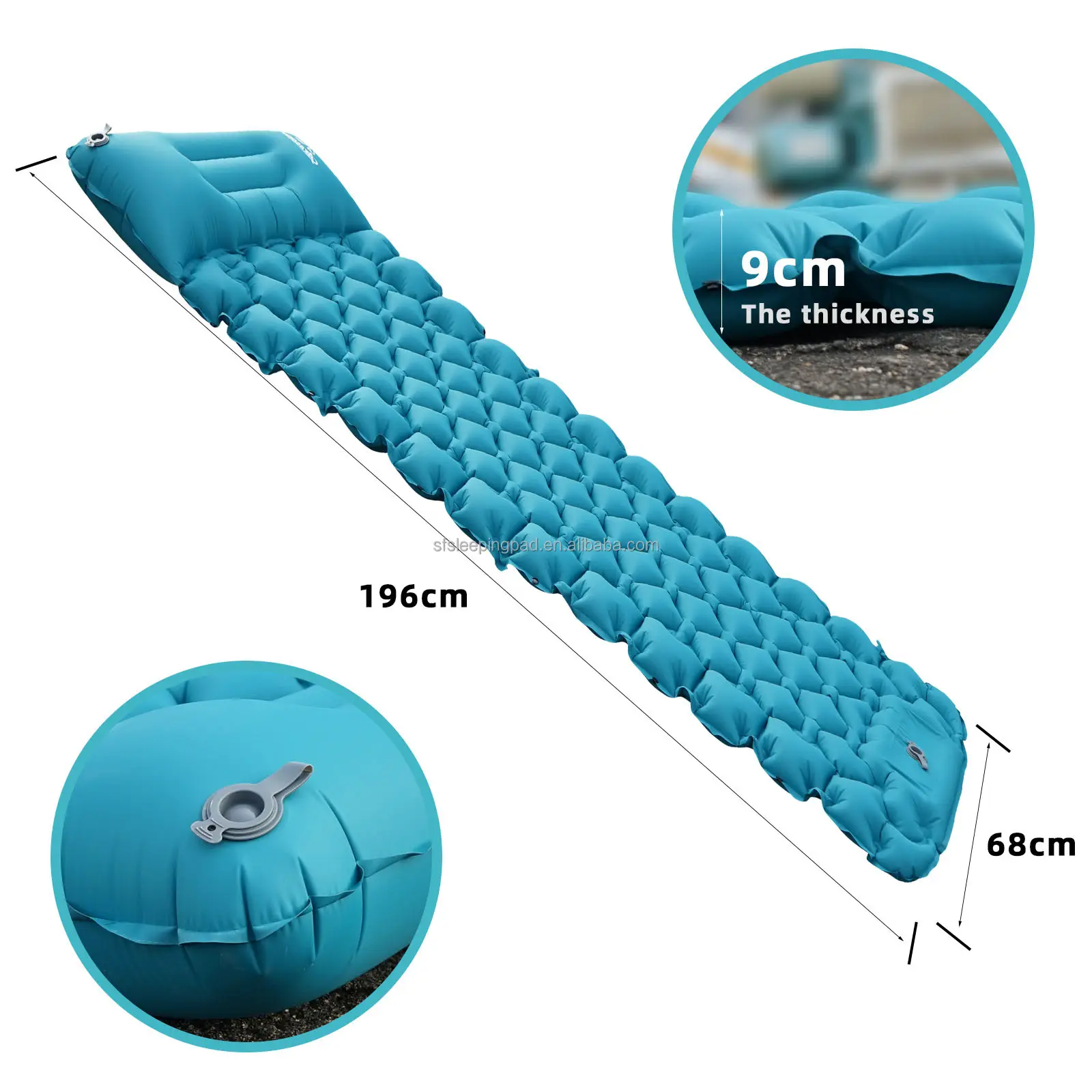 high quality thick foot  pump inflatable air mattress outdoor hiking camping sleeping pad