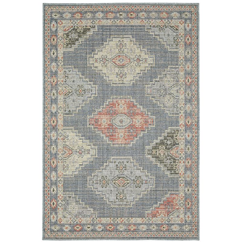 StyleHaven Calla Southwest Traditional Blue Salmon Indoor Outdoor Area Rug