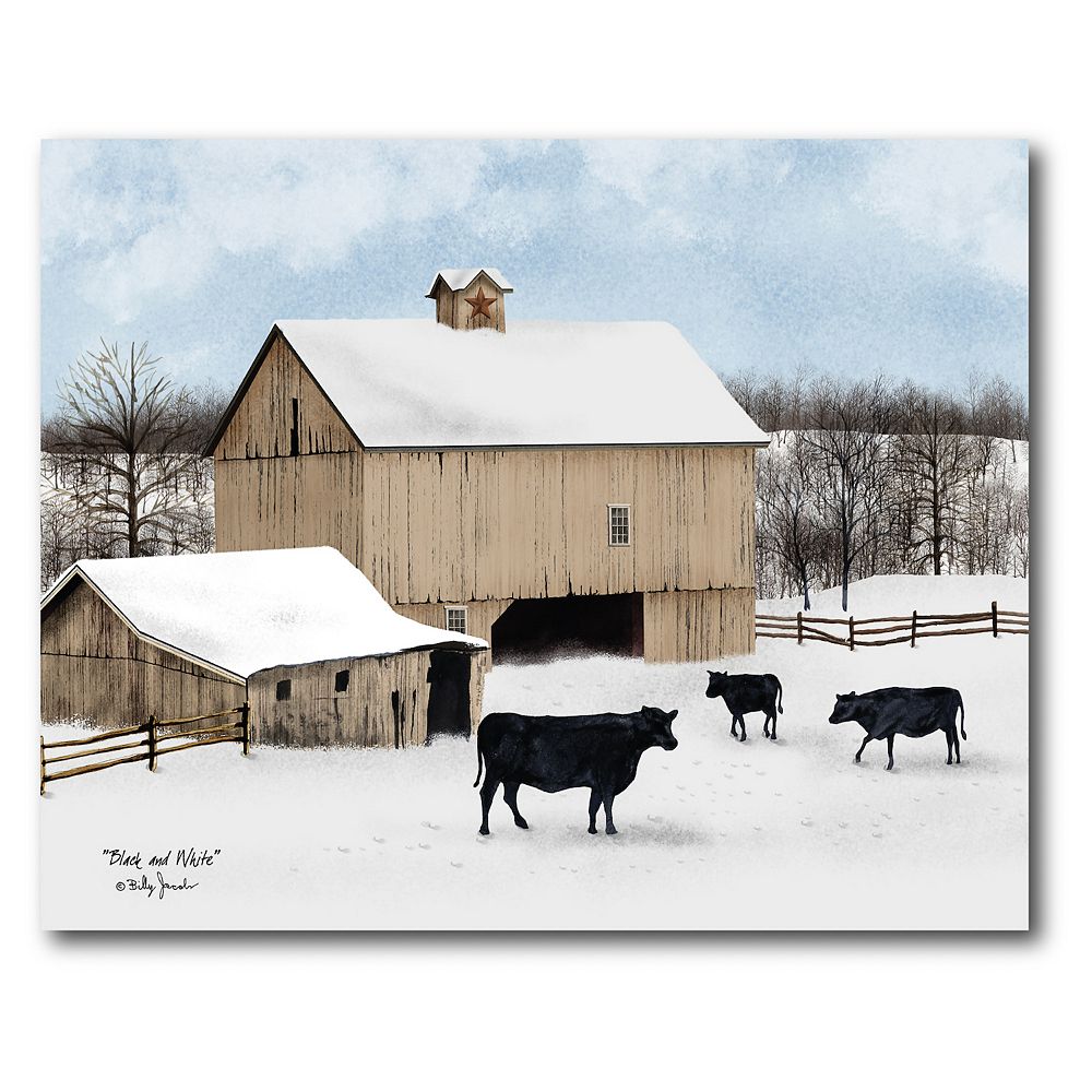 COURTSIDE MARKET Black and White Farm Canvas Wall Art