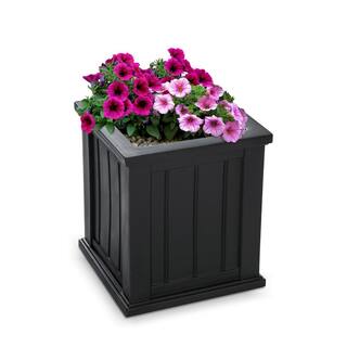 Mayne Cape Cod 16 in. Square Self-Watering Black Polyethylene Planter 4837-B