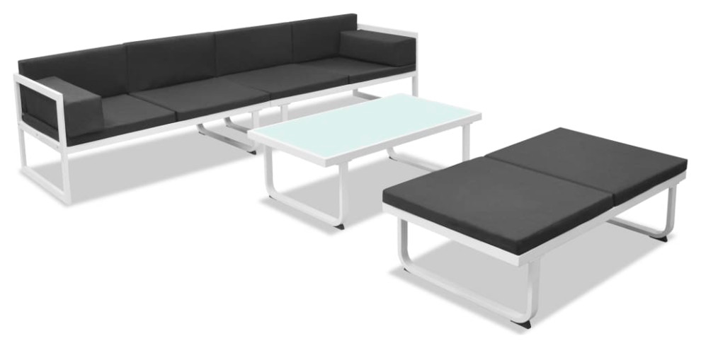 vidaXL Patio Furniture Set 5 Piece Outdoor Sofa with Table Aluminum Black   Contemporary   Outdoor Lounge Sets   by vidaXL LLC  Houzz