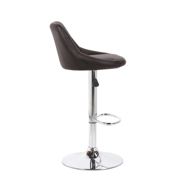 Porthos Home Rea Swivel Adjustable Height Bar Stool， PU Leather， Chrome Base