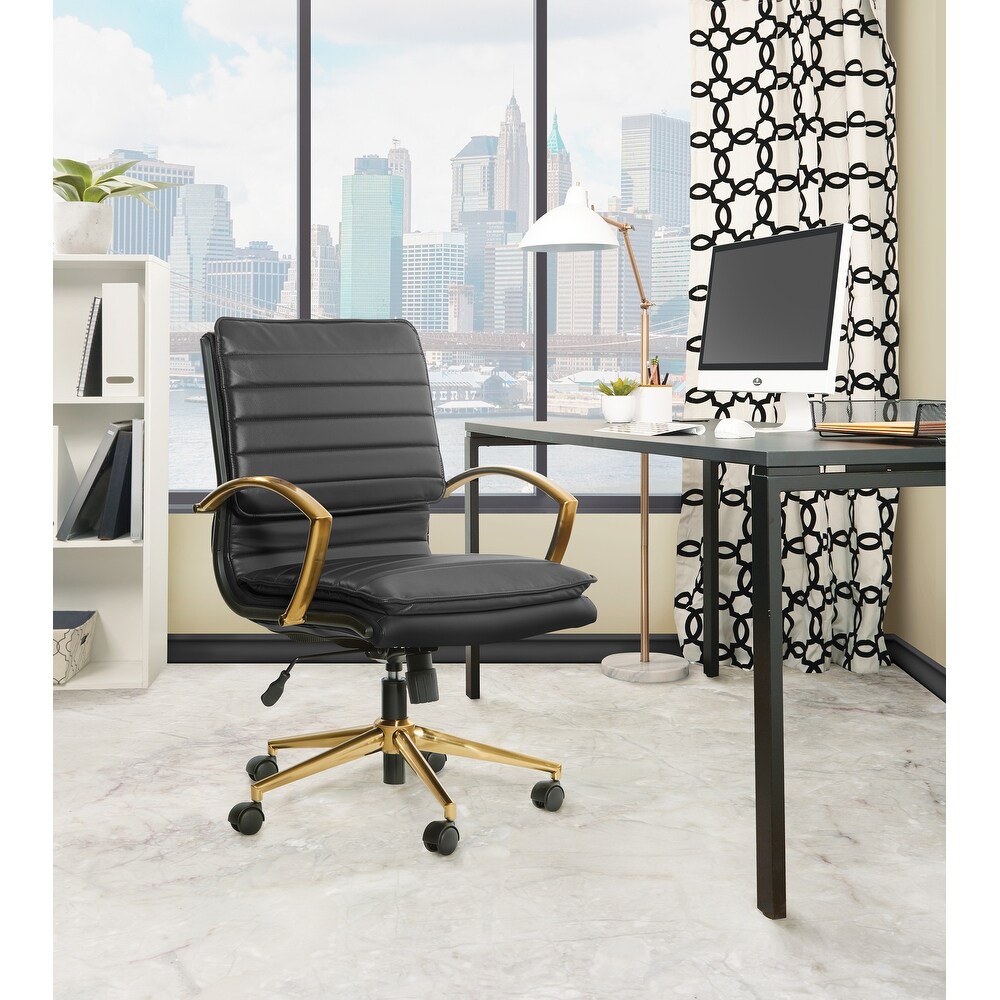 OSP Home Furnishings Gold Base Mid back Faux Leather Office Chair