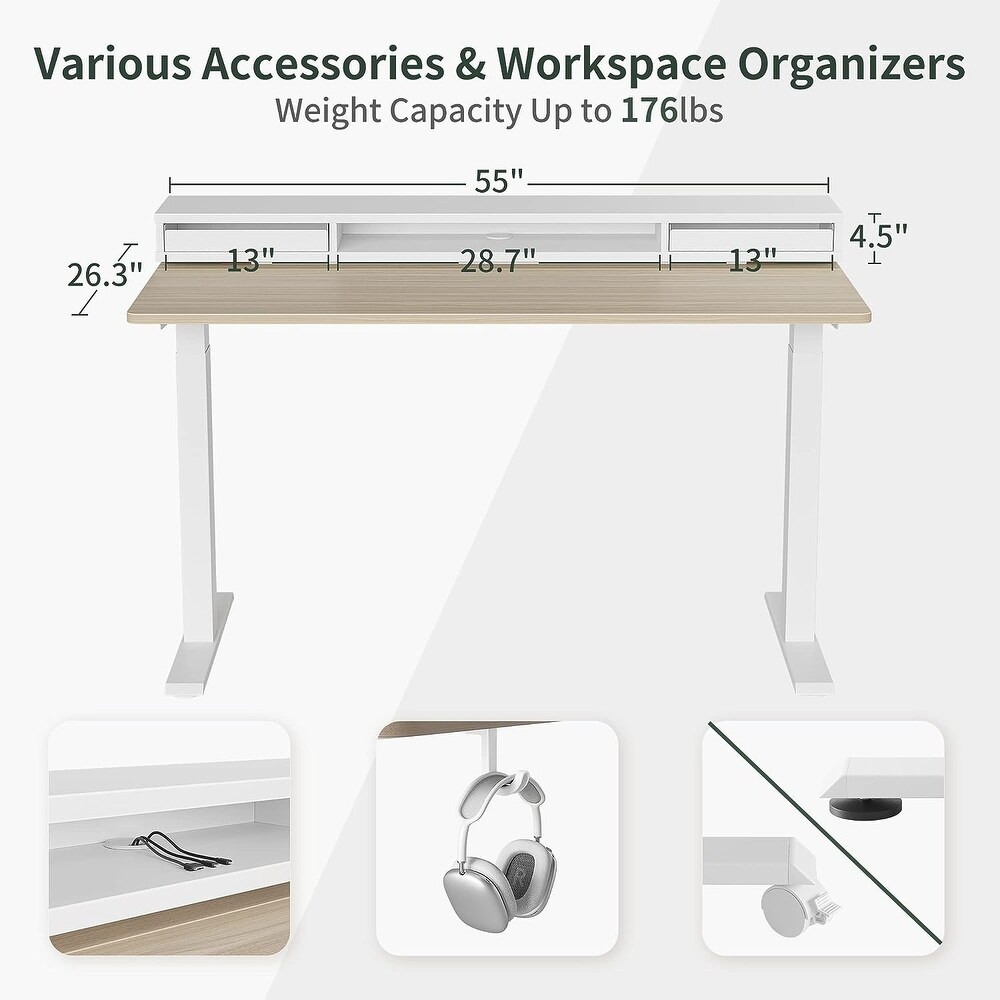 FEZIBO/Home Office Fuirniture/Wood/Standing Desk With 2 Drawers Storage /Desks