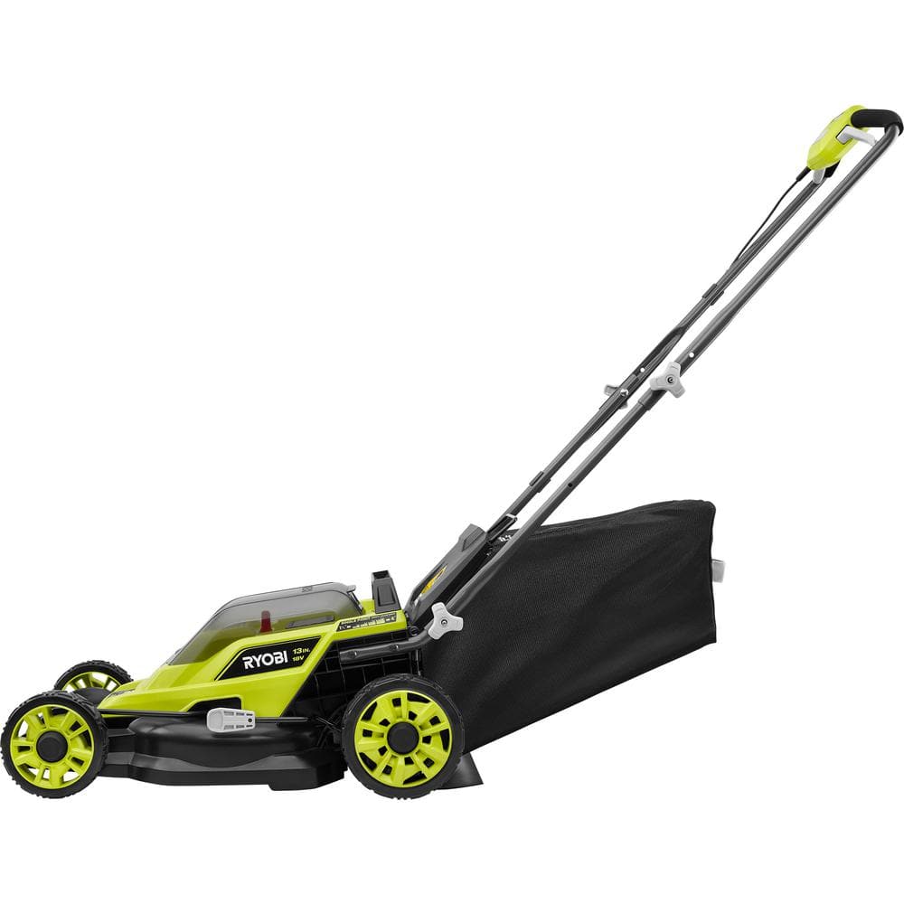 RYOBI ONE+ 18V 13 in. Cordless Battery Walk Behind Push Lawn Mower & String Trimmer with 4.0 Ah Battery and Charger P1180-4X