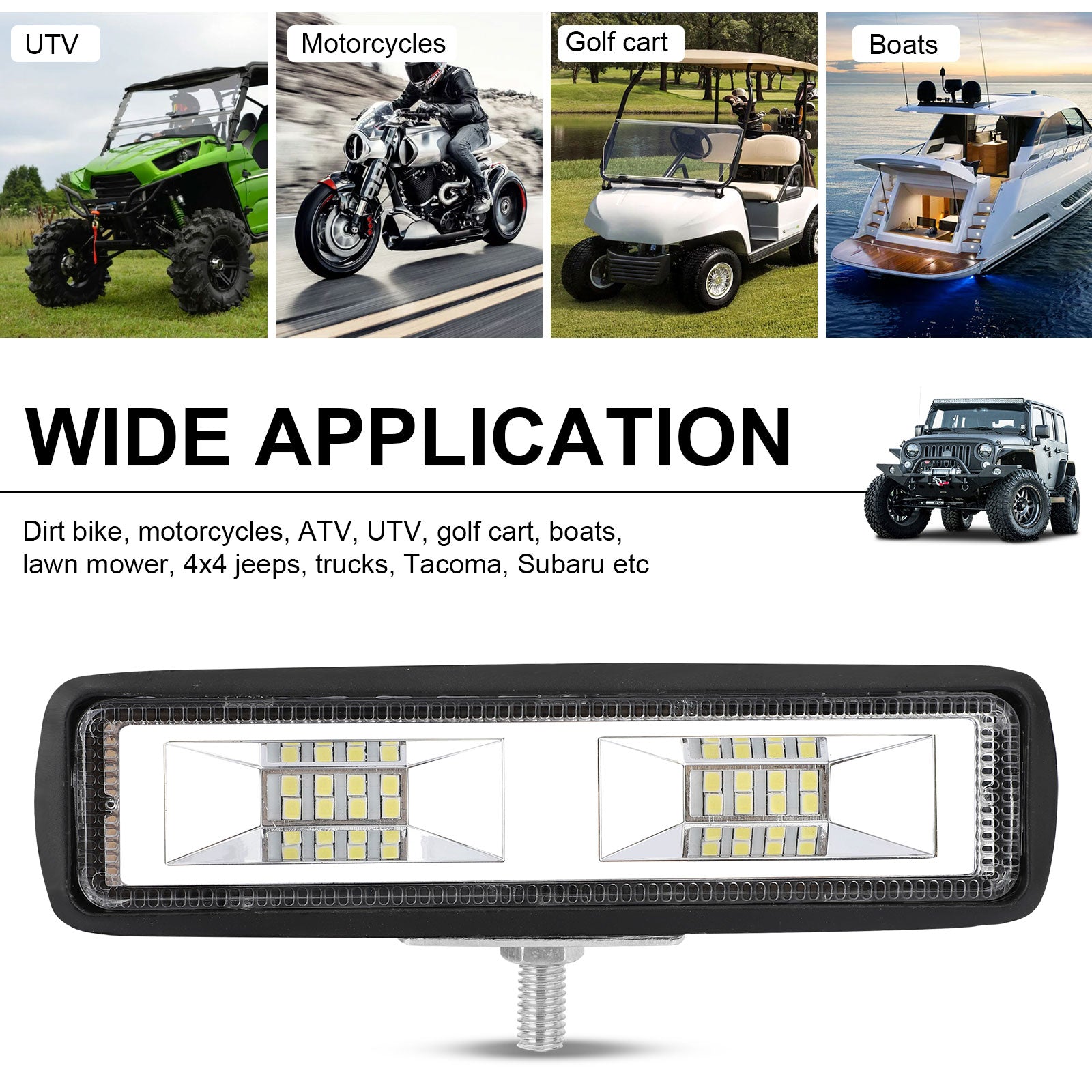 2pcs LED Light Bar for Jeep Truck， TSV 6inch 60W 4800LM Flood Spot Combo Beam LED Bar， LED Driving Lights Boat Lights Super Bright LED Off Road Lights for Trucks ATV UTV