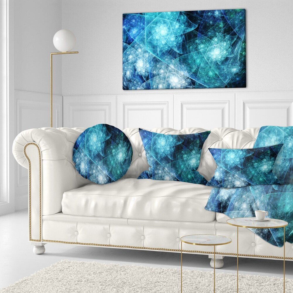 Designart 'Blue Rotating Polyhedron' Abstract Throw Pillow