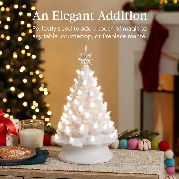 PreLit Ceramic Tabletop Christmas Tree with Lights