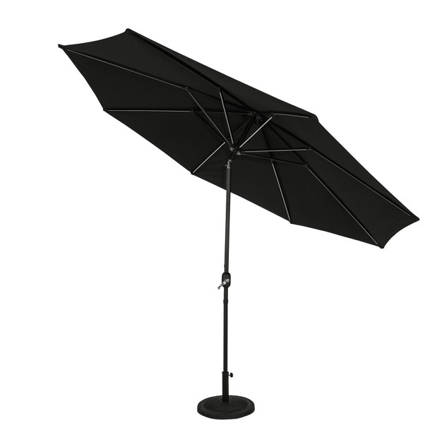 11 x27 X 11 x27 Calypso Ii Market Patio Umbrella With Solar Led Strip Lights Black Island Umbrella