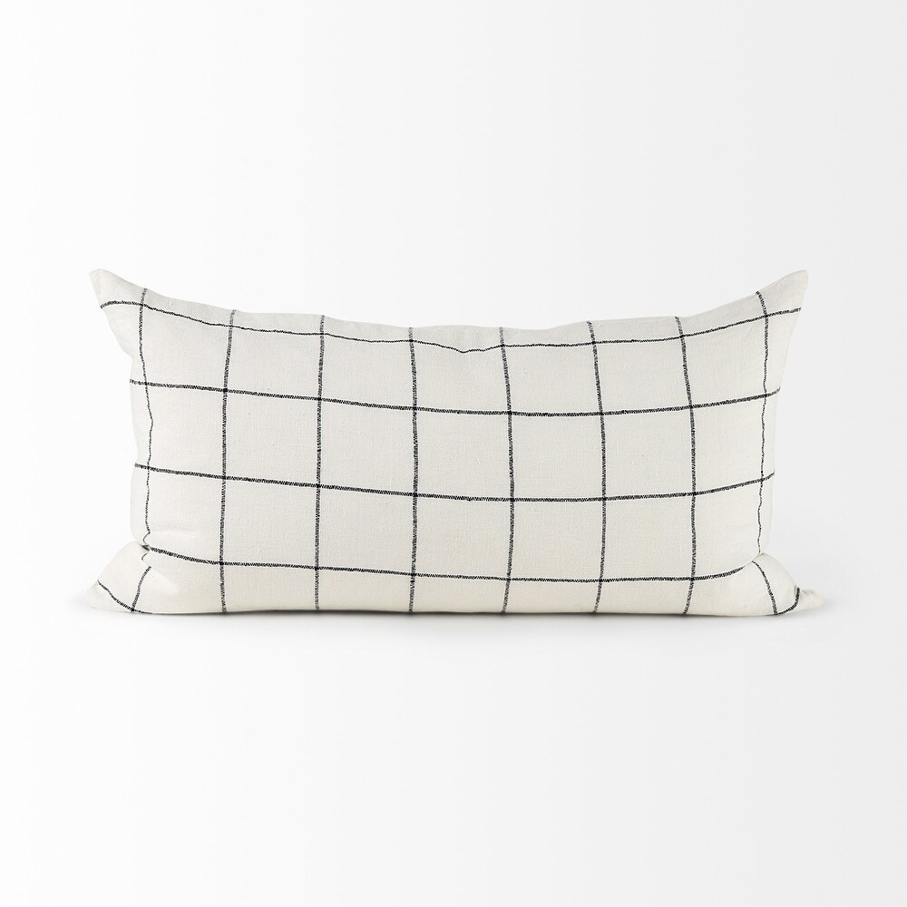 White and Black Grid Accent Pillow Cover