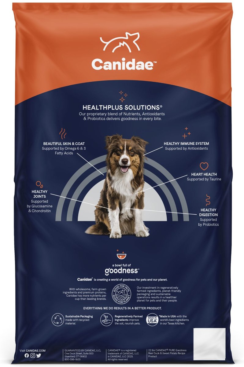 CANIDAE Pure Goodness Real Duck and Sweet Potato Recipe Adult Dry Dog Food