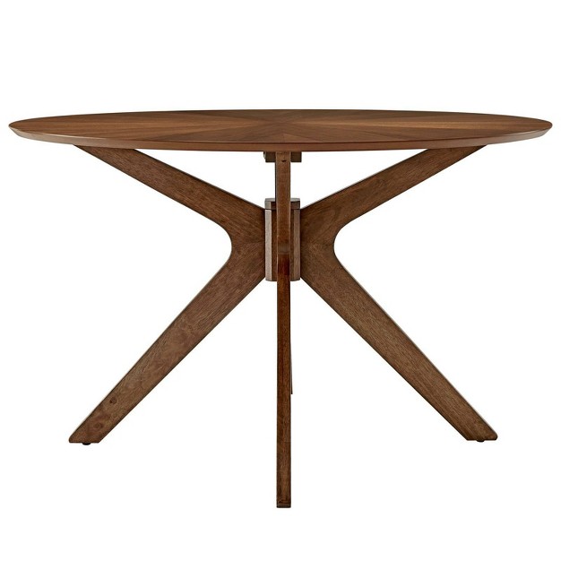 Crossroads Round Wood Dining Table Walnut Modway