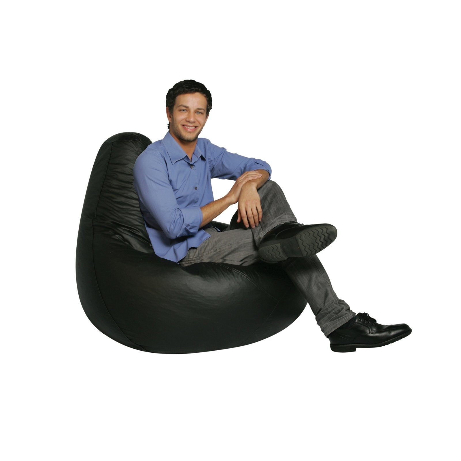 American Furniture Alliance Adult Vinyl Teardrop Black Bean Bag Chair