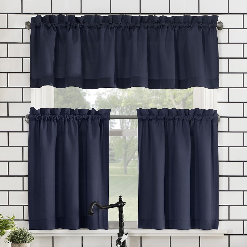 No. 918 Martine Microfiber Semi-Sheer Kitchen Curtain Valance and Tiers Set