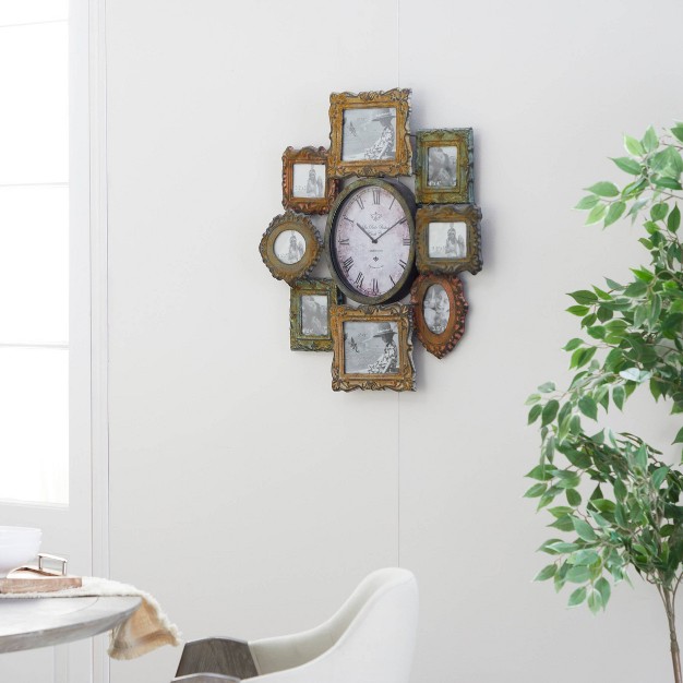 Metal 8 Photo Openings Wall Clock Green Olivia amp May