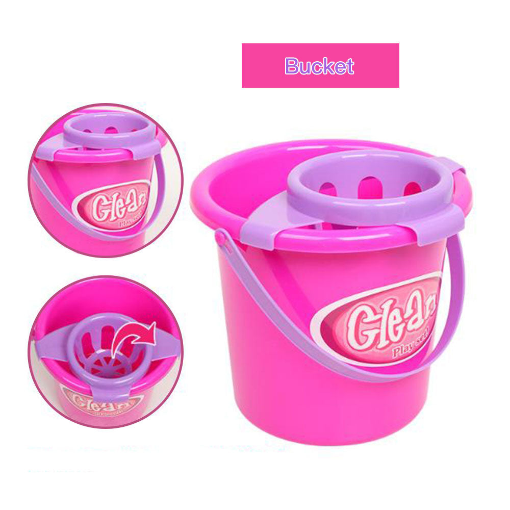 Pretend Mopping Bucket Toy Simulation Mini Cleaning Tool Playhouse Broom Mopping Bucket Toy Set Trash Bins Educational Toys Children Birthday Christmas Gift