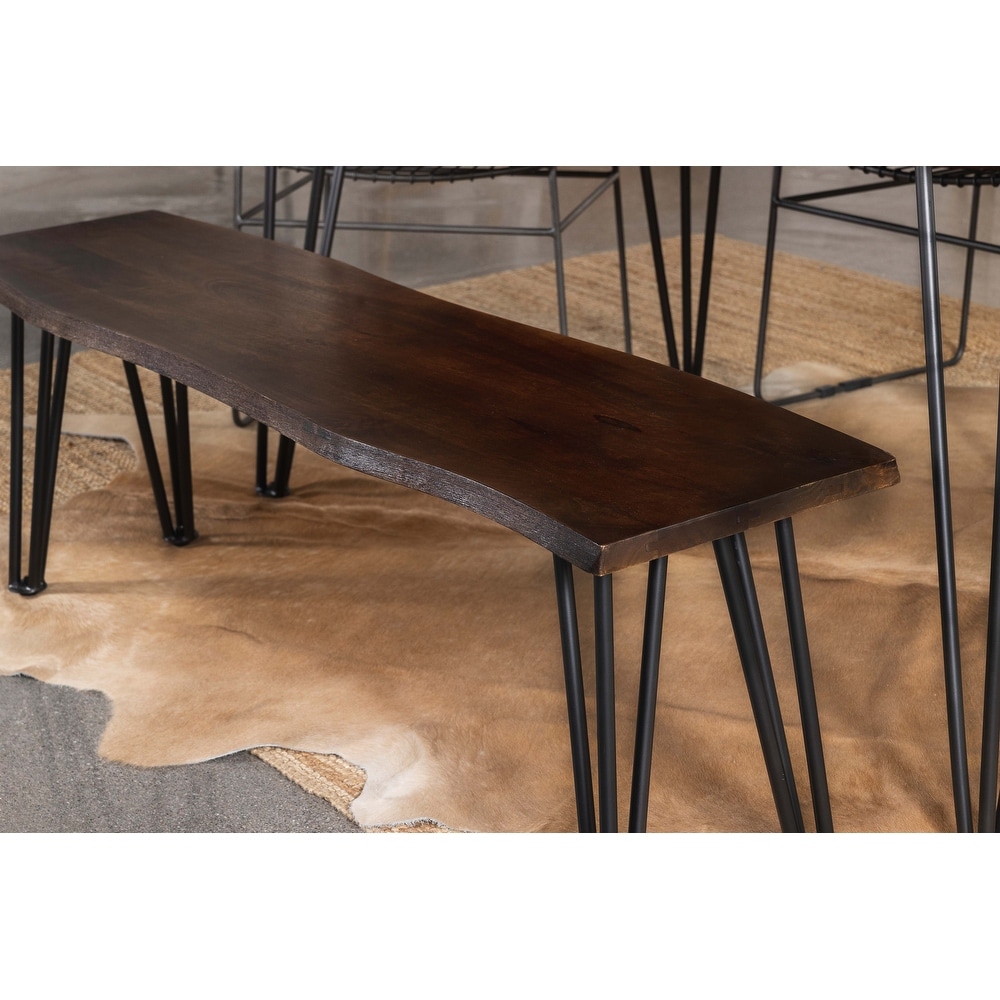 Coaster Furniture Topeka Live edge Dining Bench Mango Cocoa and Gunmetal   54.00'' x 15.00'' x 18.00''