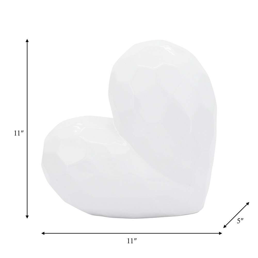 Creative Abstract Ceramic Heart Sculpture  Room  Office Decor or Gift  White  11 L x 6 W x 11 H   11\