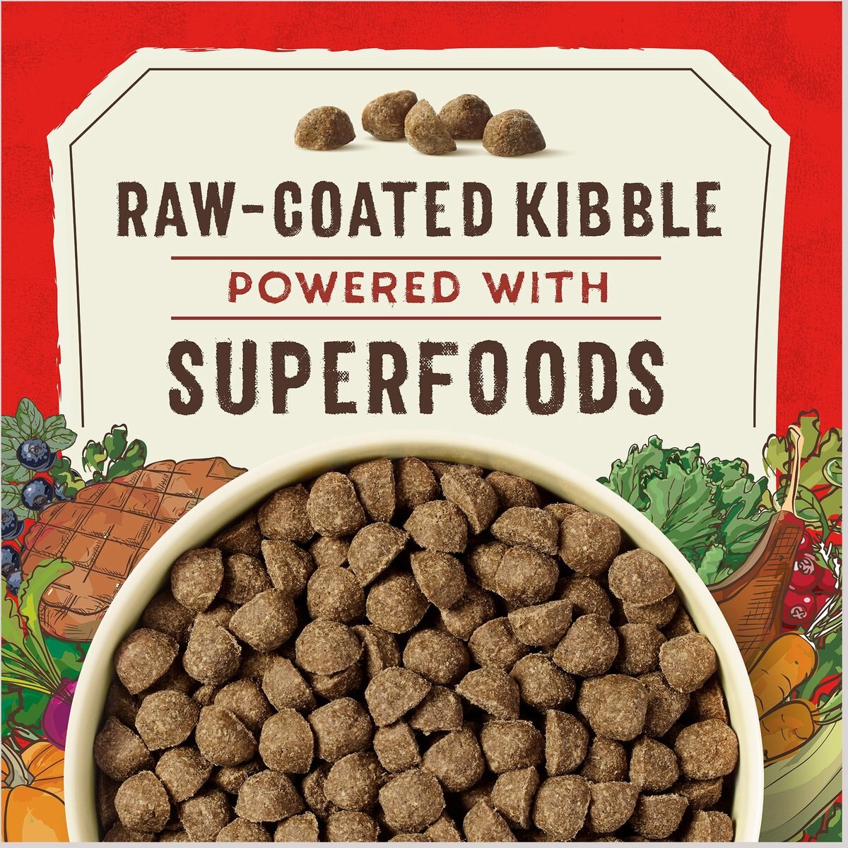 Stella and Chewy's SuperBlends Raw Coated Wholesome Grains Grass-Fed Beef， Beef Liver and Lamb Recipe with Superfoods Dry Dog Food