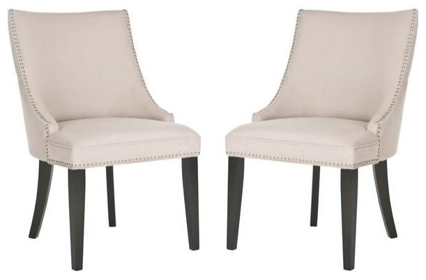 Brad 20  x27 x27h Side Chair Set of 2 Silver Nail Heads Taupe   Transitional   Dining Chairs   by Virgil Stanis Design  Houzz