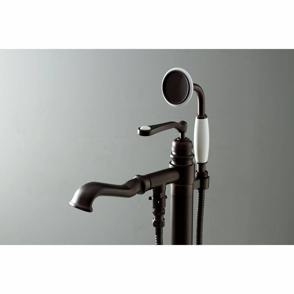 Kingston Brass Traditional Single-Handle Floor-Mount Roman Tub Faucet with Hand Shower in Oil Rubbed Bronze HKS7015RL