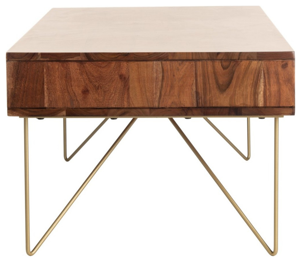 Lester Coffee Table Walnut/ Brass   Midcentury   Coffee Tables   by Peachtree Fine Furniture  Houzz