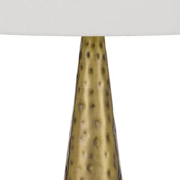 27 Inch Table Lamp with Metal Cone Hammered Brass Base